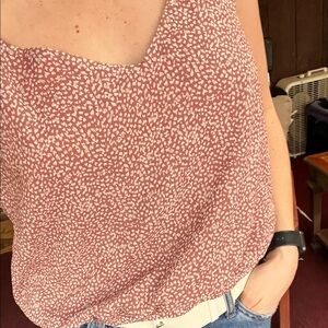 nine britton Dusty Rose Printed V-Neck Tank